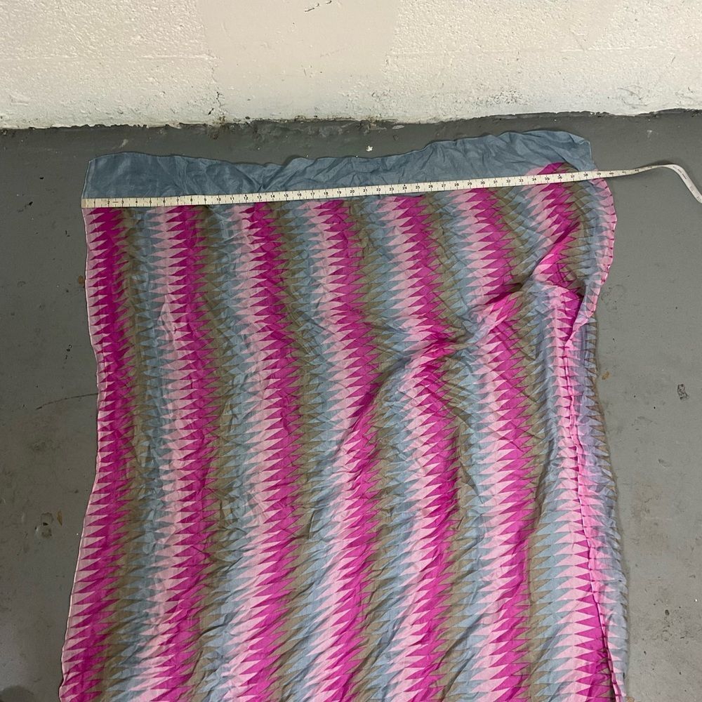 SilkLine 100% silk pink blue and tan geometric print long scarf wrap - Picture 5 of 7